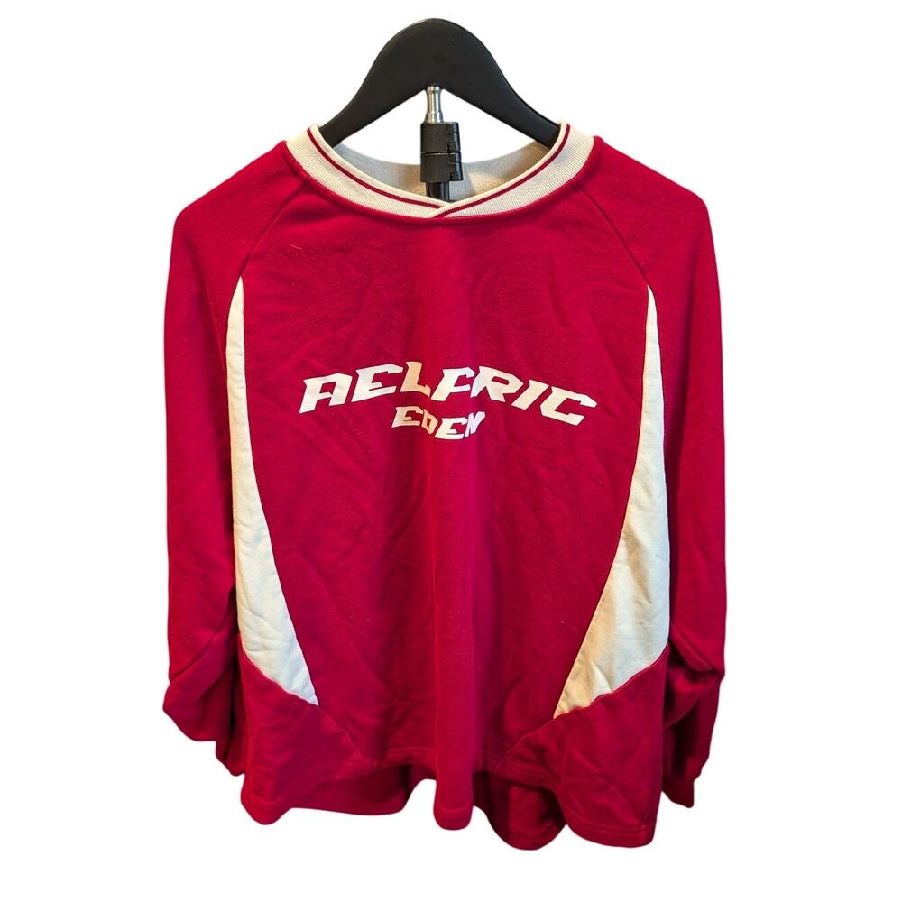 Aelfric Eden Red White Colorblock Oversized Varsity Sweatshirt M